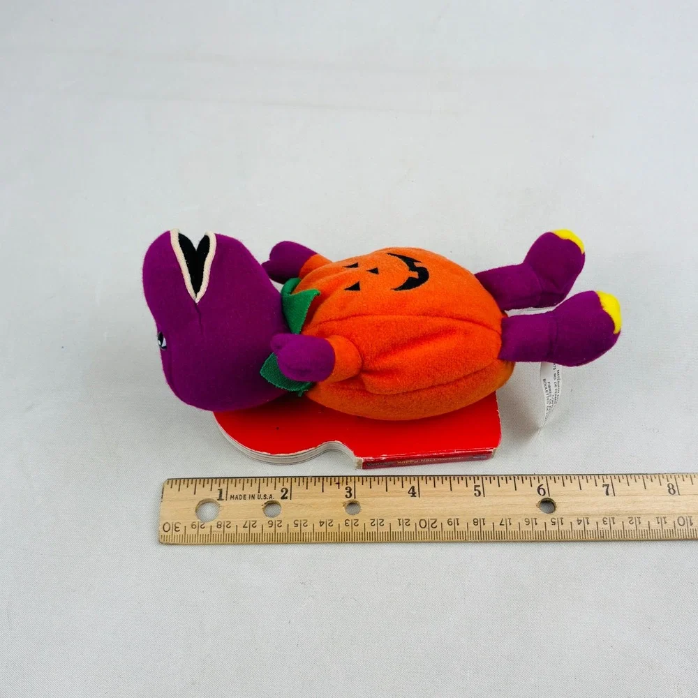 Barney Happy Halloween Pumpkin Plush Board Book 2000 Lyons Purple Dinosaur Vtg